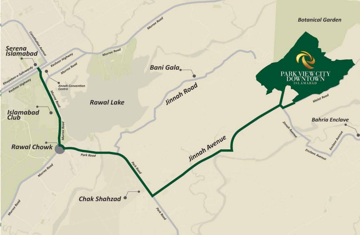 Park View City Islamabad Location Map